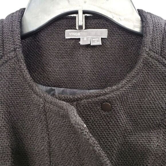 Vince Black Wool Blend Asymmetrical Zip Up Moto Jacket Black Size 8 - Picture 2 of 4